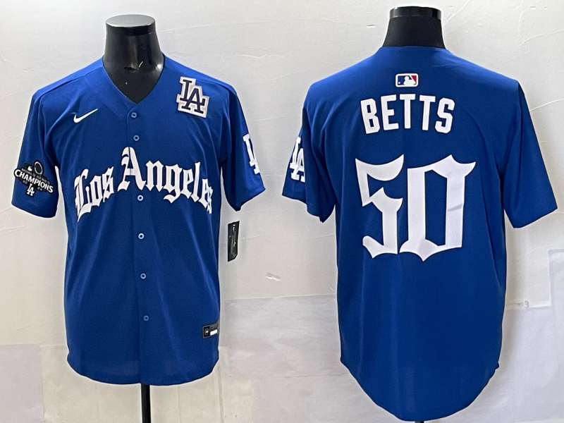 Men Los Angeles Dodgers #50 Betts Blue 2025 Nike MLB Jersey style 009